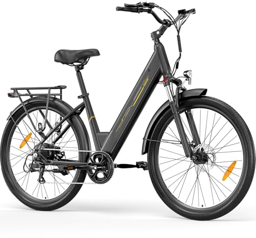 Junglor Bici Elettrica 27,5 donna Motore da 250 W, 36 V 15.6 Ah Batteria Rimovibile, Autonomia fino a 100 km, bicicletta elettrica City bike, Cambio a 7 Velocità, Freni a Disco, E-bike per Adulti