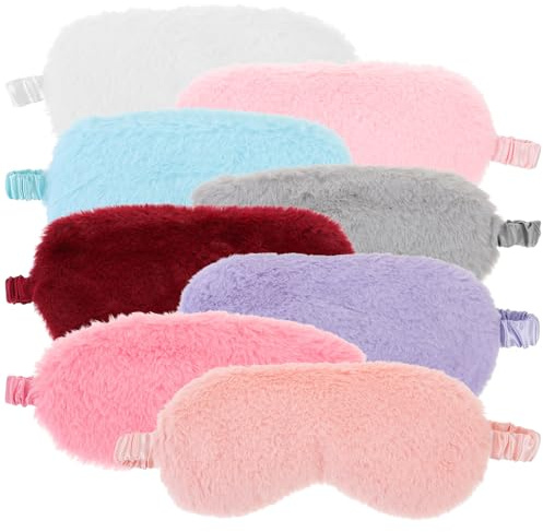BCOATH Antifaz para Dormir de Peluche 8 Piezas Mezcla de Colores, Máscara de Ojos Transpirable y Cómoda, Cubierta Ocular a Prueba de Luz para Adultos, Adecuado para Color Color Aleatorio