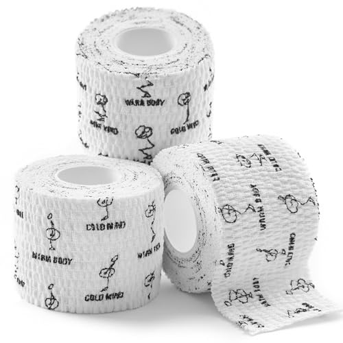 WARM BODY COLD MIND 1.85 Weightlifting Thumb Tape - Hook Grip Tape for Powerlifting, Cross Training, Gym Tape, Workout, Weight Lifting Tape, Athletic Finger Wrap (White 3 Rolls)