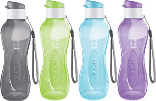 MILTON Water Bottle Kids Reusable Leakproof 17 Oz 4-Pack Plastic Wide Mouth Large Big Drink Bottle BPA & Leak Free with Handle Strap Carrier for Cycling Camping Hiking Gym Yoga - Pastel Colors