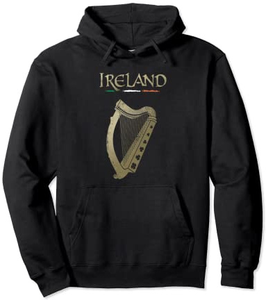 Drapeau irlandais et harpe avec trèfles Sweat à Capuche