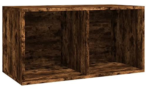 vidaXL Schallplatten Box, Aufbewahrungsbox mit viel Stauraum, Schallplattenkiste für Büro Schlafzimmer, Nachttisch Aktenschrank, Räuchereiche Holzwerkstoff