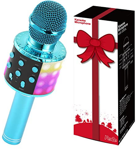 Fede Karaoke Mikrofon, Bluetooth Karaoke Mikrofon Kinder, Geschenke Spielzeug für Teenager Mädchen Jungen, Tragbares KTV Lautsprecher Recorder für Smartphone PC