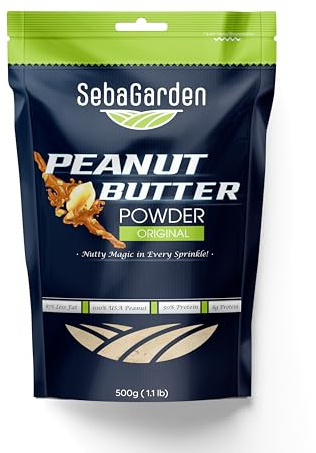 Seba Garden Peanut Butter Powder 500 gr, 87% Defatted, Healthy,Plant Based,Vegan Protein, Non-GMO, Certified Gluten Free and Vegan,Keto Friendly, Low Carb and Bpa-free (Pack of 1)