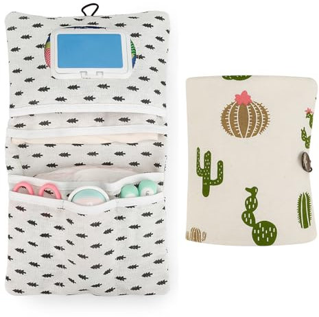 SwirlColor organizador pañales, madres portátiles y reutilizables con nappy pouch on the go pañal toallas de papel húmedas bolsas de pañales organizer (Cactus)