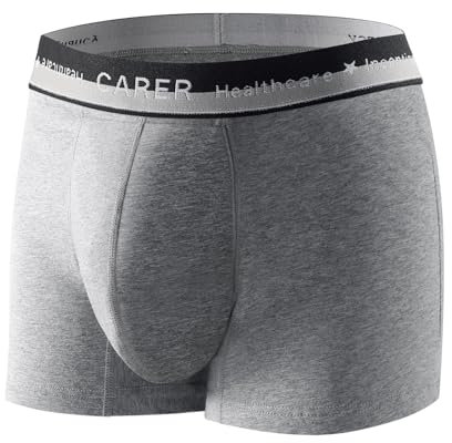 Carer Inkontinenz Pants Männer, weiche bequeme waschbare Herren-Boxershorts für Inkontinenz mit 80 ml vorderer Absorptionsfläche, um ein Auslaufen der Blase zu verhindern Grau Größe XL