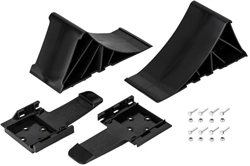 AUTOLIGHT 24 2er Set Unterlegkeile mit Halter und Befestigung Bremskeile Hemmschuhe Stütze für PKW Anhänger und Wohnwagen bis 1,6 Tonnen Achslast