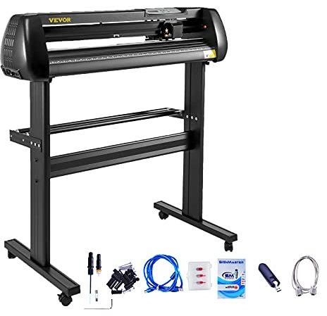 VEVOR Vinylskärare, vinylplottermaskin 870 cm pappersinmatning vinylplotter med golvstativ, skärplotter maskin justerbar hastighet SignMaster programvara för skylttillverkning