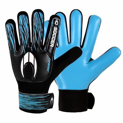 HO Soccer Game Blue Guantes de Portero, Unisex Niños, Negro/Azul,2
