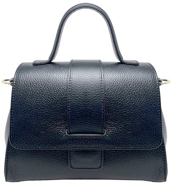 Chicca Borse Borsa a Mano Elegante con Tracolla da Donna in Pelle (Nero)