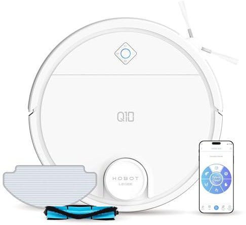 Hobot LEGEE Q10 Robot Vacuum With Mop, Corner & Edge Cleaning Side Brush, Tangle-free suction, Reciprocating Mop, Smart Spray, LIDAR Mapping, App-Control, Pet & Child Safe, For Hard Floors & Carpets