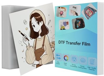 SCULPFUN DTF överföringsfolie papper A3 30 ark, 29,7 x 42 cm dubbelsidig matt klar värmeöverföringspapper, transfer film för T-shirts textil, DTF-film för sublimeringsskrivare och DTF-tryck