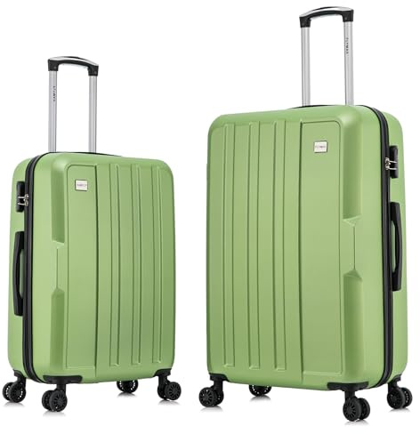 Large Suitcase + Cabin Suitcase Set 2pcs Luggage Set Hard Shell Luggage 4 Wheel Lightweight Luggage with 3 Digit Combination Lock Travel Case Check in