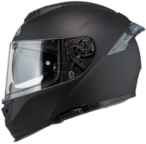 NZI Eurus 4 Stream Duo Solid Negro Mate - Casco de Moto Integral con Visor Solar | Unisex Hombre y Mujer Homologado ECE 22.06 (L)