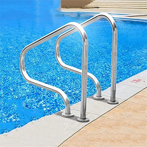 CCKUYT Taburete de barandilla de Piscina Seguro y cómodo, pasamanos de Acero Inoxidable de 3 Curvas, instalación rápida, Escalera con Agarre, Juego Completo de Accesorios
