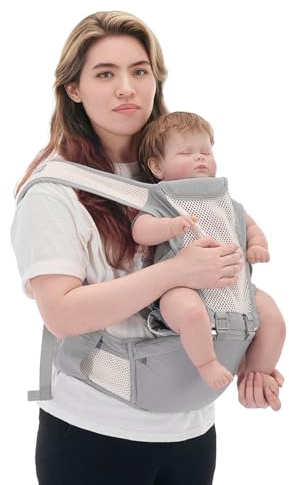 Baby Carrier Newborn to Toddler, Lightweight Structured Ergonomic Design for Infant Carrier with Plus Size Support 3-in-1 Carrier with Mesh & Hip Seat Front & Back Facing All Seasons for Travel