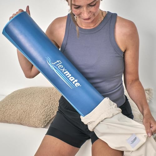 Flexmate Basemat Pro | Fitness- und Gymnastikmatte – rutschfest, 183x61cm, 5mm, Naturkautschuk & veganes softes Leder, inkl. Baumwoll Tragetasche, Yoga Fitness Pilates Matte