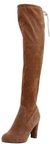 Generisch Comercio Exterior Nuevas tallas grandes Botas largas para mujer Botas altas de tacón alto sobre la rodilla con cordones en la parte trasera, marrón, 41 EU