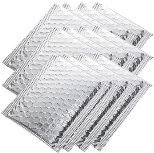 TOPBATHY 100pcs Silver Aluminum Foil Bubble Mailer Bags 110x130+40mm Self Seal Padded Shipping Envelopes for Mailing and Courier Use