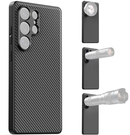 APEXEL Mobiltelefonskal med 17 mm gängobjektiv, kompatibel med Samsung Galaxy S25 Ultra, kompatibel med alla teleobjektiv och makroobjektiv, trådstigning 0,75 mm, mobiltelefonskal, svart