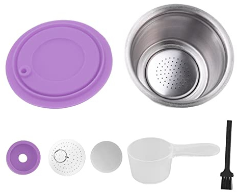 GLOGLOW Reusable Coffee Pods, Stainless Steel Refillable Capsules with Filter for Coffee Maker, Perfect for Daily Brewing and Easy Cleanup (Purple)
