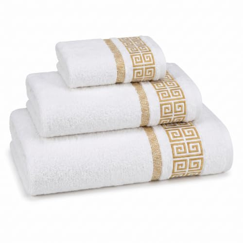 SaoTi Juegos de Toallas Santorini 450 g/m² Set 3 Piezas Toallas Algodon | Pack Toallas Baño 3 Tamaños: Sábana + Lavabo + Bidet | Toalla Algodon Tacto Felpa Absorbente | 10 Colores