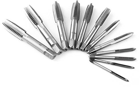 12 Uds M3/M4/M6/M8/M10/M12 Juego de Grifos de Mano de Rosca Juego de Grifos de Flauta Recta Juego de Grifos de Máquina de Rosca Métrica de Mano Izquierda