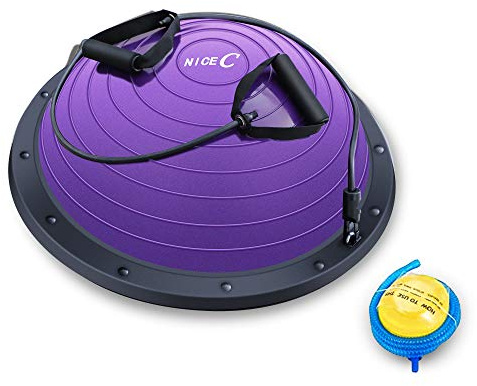 Nice C Balance Ball, Half Ball, Balance Ball, Exercise Workout Trainer, with Resistant Band, Strength Fitness Yoga with Bonus Foot Pump