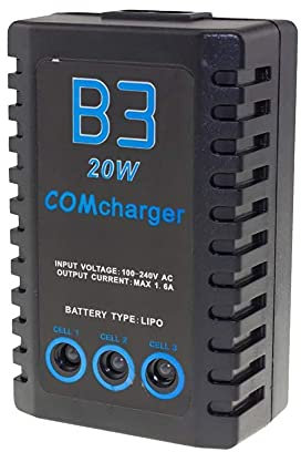ICQUANZX Cargador de batería de Litio Balance 20W 1600ma, B3 Pro 2S-3S Adecuado para Aviones de Control Remoto, batería Lipo