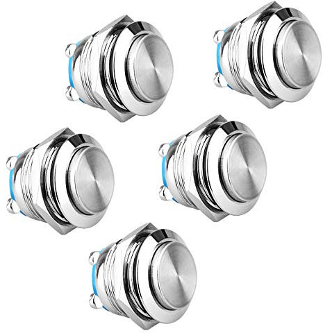 Linkstyle 19mm Momentary Push Button Schalter, 12V SPDT Selbstverriegelung Runde Metall Latching ON/OFF Schalter für Auto, 5 Stück