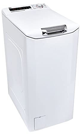 Hoover - H-WASH 300 PLUS - H3TSM48TAMCE/-37, Lavadora carga superior, Capacidad 8 kg, 1400 rpm, Motor inverter, Vapor, NFC, Apertura Slow Motion, 16 ciclos Blanco