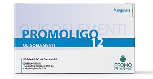 Promoligo 12 - Manganese - Oligoelementi Essenziali - Manganese - senza glutine - 20 fiale da 2 ml