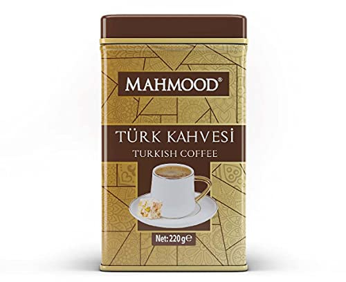 Mahmood Café Turc, Torréfaction Moyenne, Moulu, Arabica 100%, Boîte en Métal 220g, Traditionnel