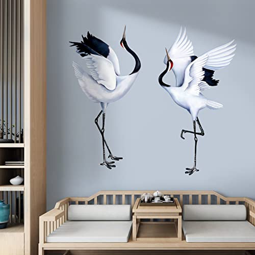 decalmile Wandtattoo Weiße Vögel Wandaufkleber Kraniche Vögel Wandsticker Schlafzimmer Wohnzimmer Sofa TV Hintergrund Wanddeko