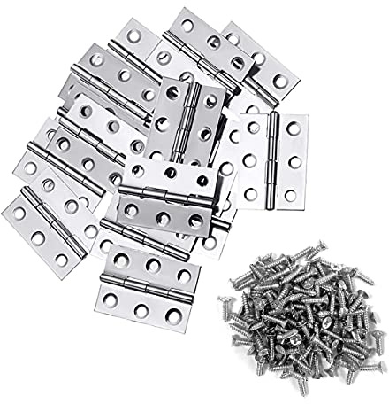 20Pcs 2 Inch Stainless Steel Folding Hings for Wooden Box Small Crafts or Lightweight Projects assigned 120 Screws