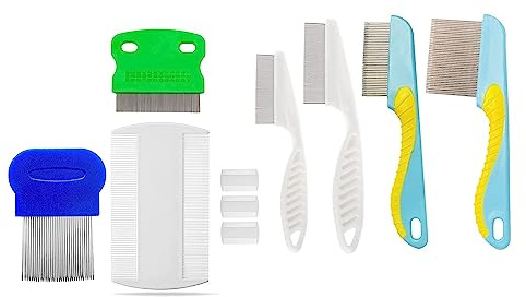 10 Pieces Head Lice Nit Comb Treatment for Any Type Of Hair, Best of Lice Combs For Nit Treatment Set, Remove Head Nits Fine Tooth Double Side Long Handle Metal Nit Comb for Headlice