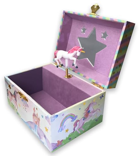 BinkeGG Play [ You Are My Sunshine ] (60 Tunes Option) Children Jewelry Box Unicorn Jewelry Music Box for Girls Jewelry Storage Box with Sankyo Musical Box Mechanism
