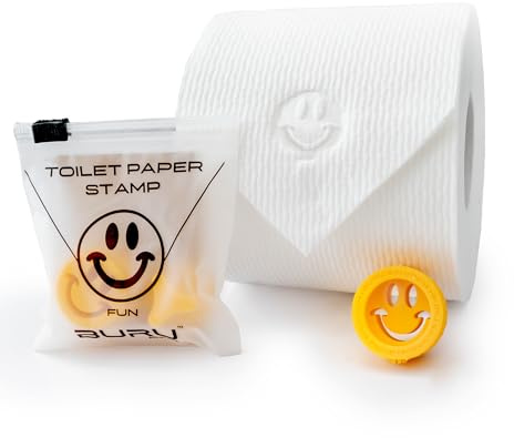 BURU SOLUTIONS Sello de papel higiénico divertido (cara sonriente) - Añade un toque personal único a la decoración de tu baño. Mejora la decoración de tu hogar. Ideal para tareas domésticas, hoteles,