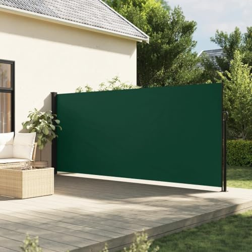 Gecheer Tenda da Sole,Laterale,Tenda Paravento,Laterale,Retrattile,per Terrazzo,Patio,Verde Scuro,180x600 cm,Tenda da Sole Esterno,Tenda da Sole Patio,Tenda Paravento per Esterno