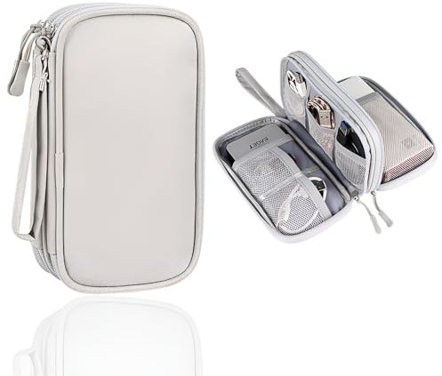 SCDZY Kabeltasche Organizer, Doppelte Elektronische Tasche Reise Kabel Organizer Elektronik Zubehör Tasche Wasserdicht Kabeltasche Klein für Handy Kabel Festplatte (Grau)