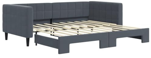 vidaXL Lit de jour, canapé-lit extensible pour chambre à coucher, salon, canapé-lit, design moderne, gris foncé, 90 x 190 cm en velours