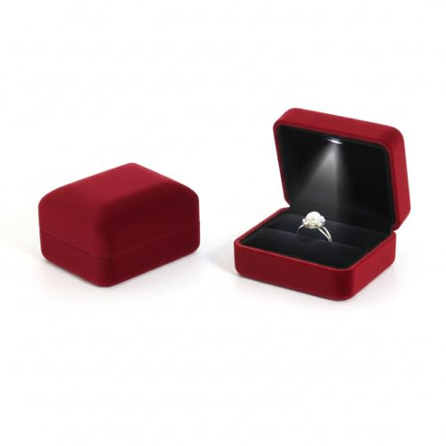 HSLFUAI Boîte à bijoux de luxe avec lumière - Boîte cadeau en flanelle avec éclairage LED pour bague, chaîne ou bracelet - Boîte de présentation de qualité supérieure pour fiançailles, mariage