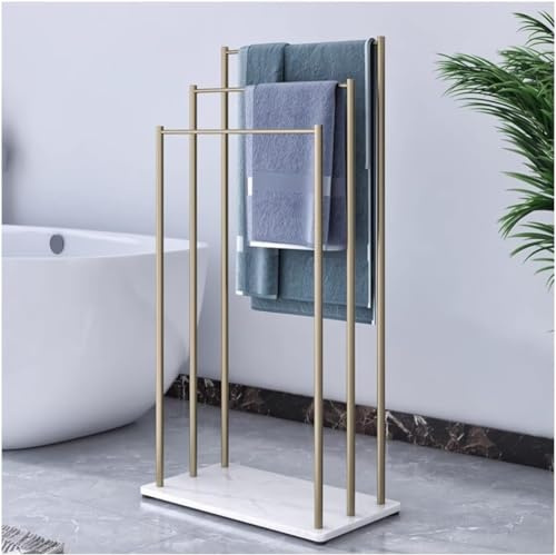 Soporte de Toallas de baño Independiente de Metal de 3 Niveles: Estante de Toalla de Hierro Resistente para el baño y el Almacenamiento de la Sala de lavandería con Estilo Blanco Elegante (55 x 30 x