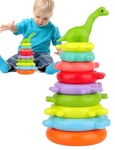Gihioue Anneaux d'empilage pour, Jeu d'empilage Arc-en- pour, Jeu éducatif interactif pour la Maternelle et la Maternelle