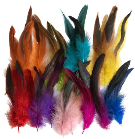 Tomedeks 100 piezas de plumas para manualidades, plumas de colores, decoración para el pelo de niños, decoración para pendientes DIY, bodas, atrapasueños