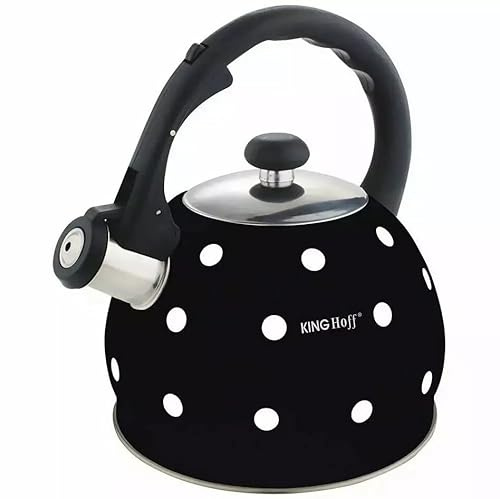 Kinghoff 2 liter retro flöjtpanna, visselpanna, pippanna, tekanna, pippanna, vattenkanna, svart