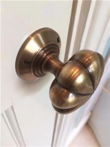 Chattels Stunning Pair of Large Mortice Flower Door Knobs in Antique Bronze Solid Brass Handles KLN-AB