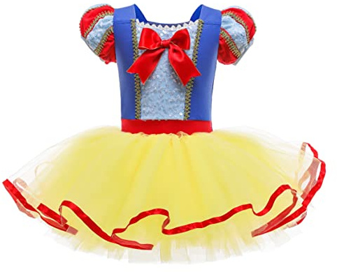 Lito Angels Princess Snow White Ballerina Costume for Kids Girls, Fancy Ballet Tutu Dress Dance Wear Outfit, Age 5-6 Years, Yellow (Tag Number 120)