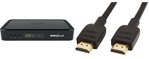 Digiquest decoder Combo 4K Tivùsat, Q90, DVB-T2, DVB-S2 Nero & Amazon Basics Cavo Ultra HD HDMI 2.0 ad alta velocità, formati 3D supportati, con Audio Return Channel, 1,8 m