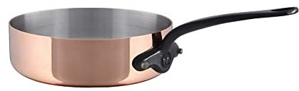 Mauviel M'Heritage 200Ci - Sartén para saltear de acero inoxidable y cobre pulido de 2 mm con asas de hierro fundido, 1.9 cuartos de galón, fabricado en Francia